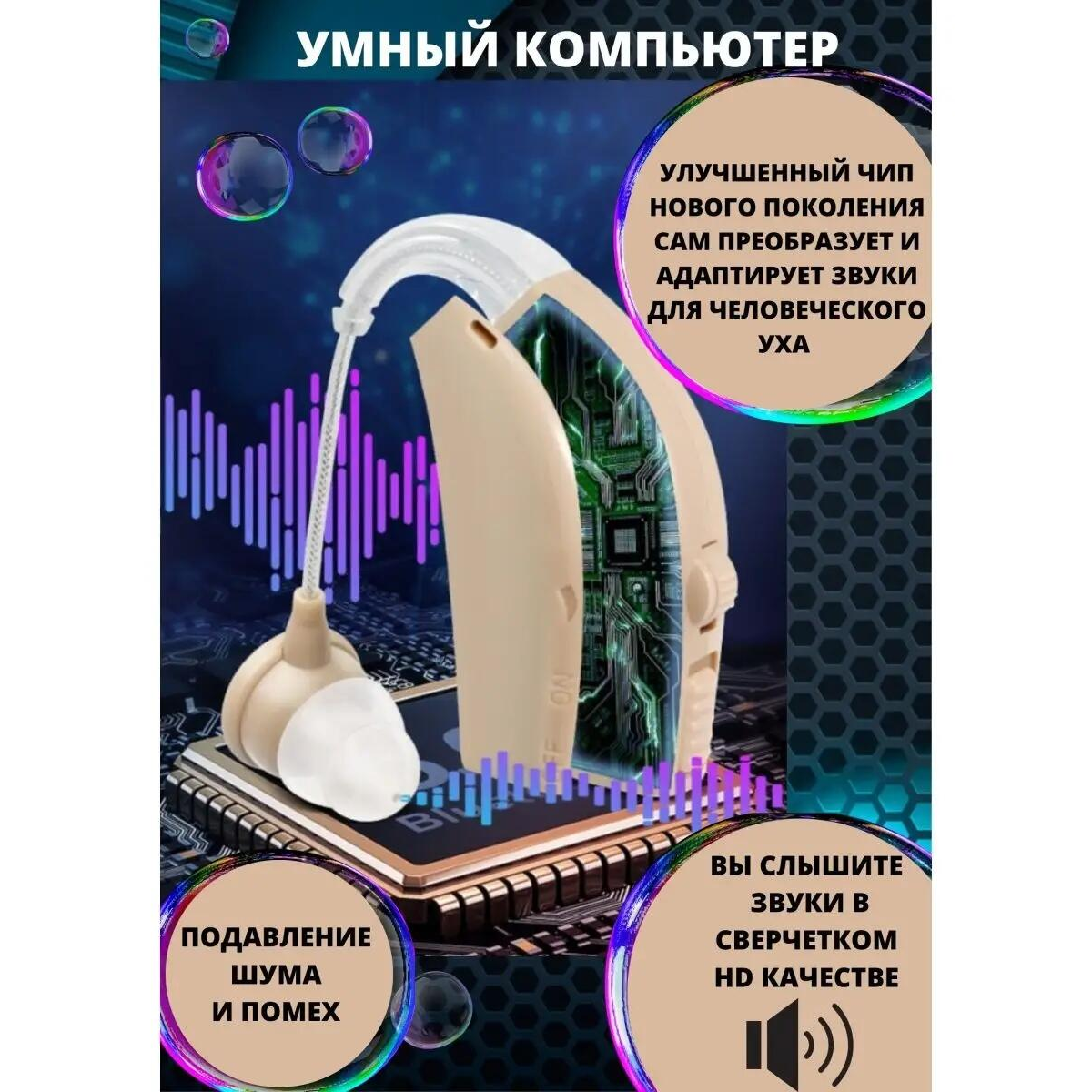 Слуховой аппарат для пожилых, 2 шт. Усилитель звука внутриушной с регулировкой громкости, компактные