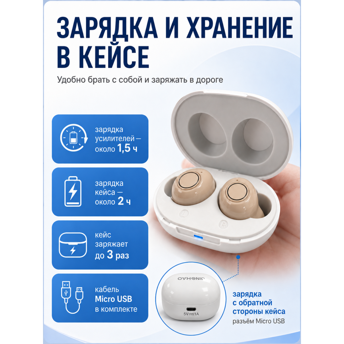 Усилитель звука мини 2 шт с зарядным кейсом