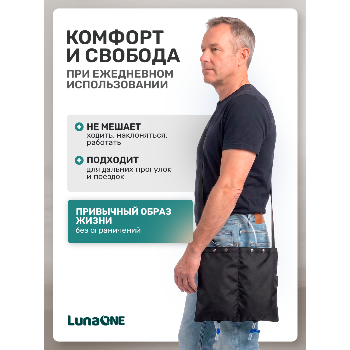 Сумка чехол для мочеприемника с двумя карманами, 1500 мл