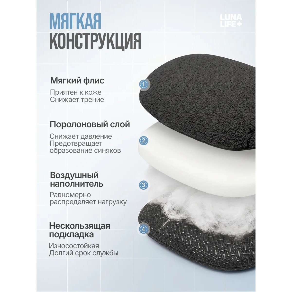 Накладки на костыли нескользящие подмышечные мягкие, черные