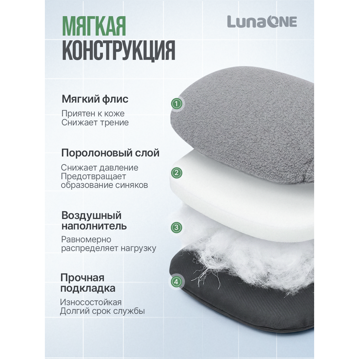 Накладки мини на костыли кистевые мягкие, серые