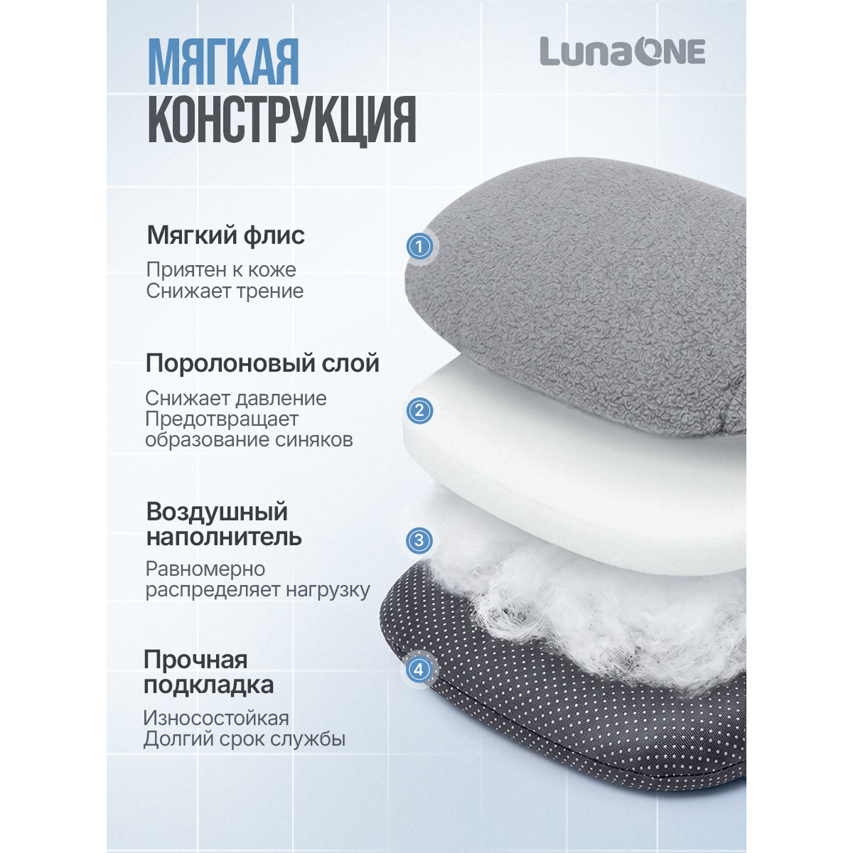 Накладки на костыли кистевые мягкие нескользящие, серые