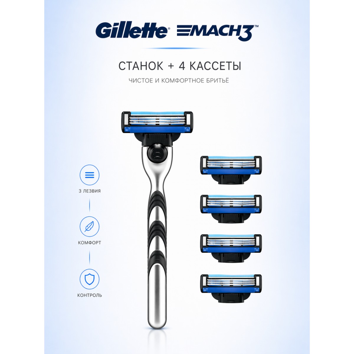 Бритвенный станок Gillette Mach3 с 4 сменными кассетами (Super Saver Pack)