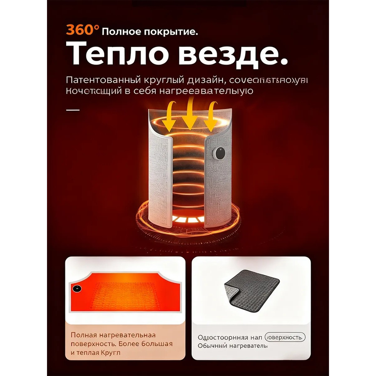 Электрическая грелка для ног с подогревом и терморегулятором, мягкий тёплый футляр для стоп