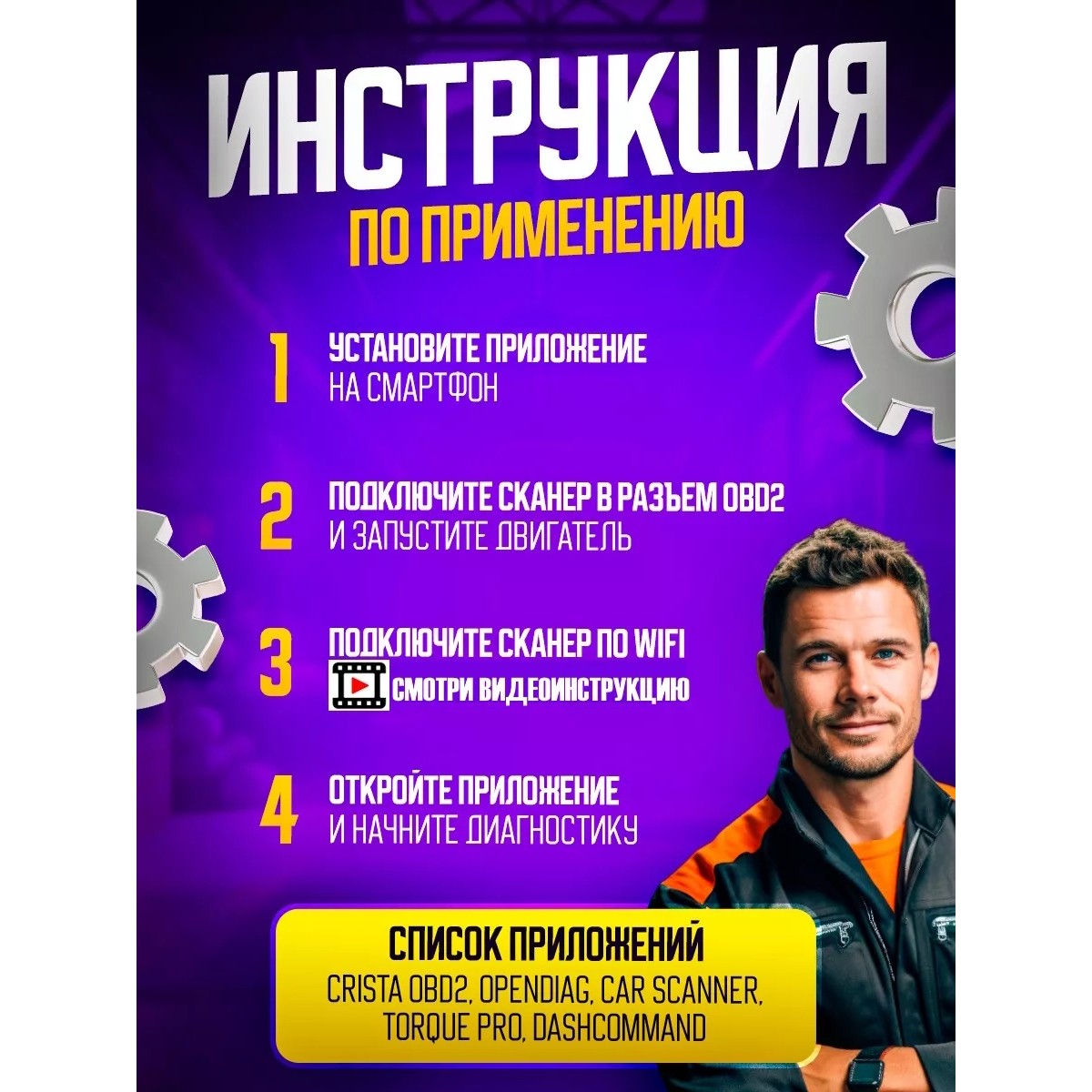 Автосканер OBD2 ELM327 Wi-Fi для анализа систем автомобиля