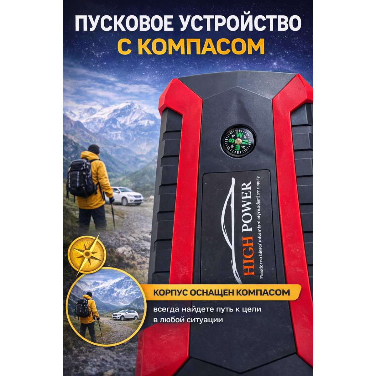 Пусковое зарядное устройство для автомобиля (89800 mAh)/ Набор пуско-зарядное устройство с компрессором