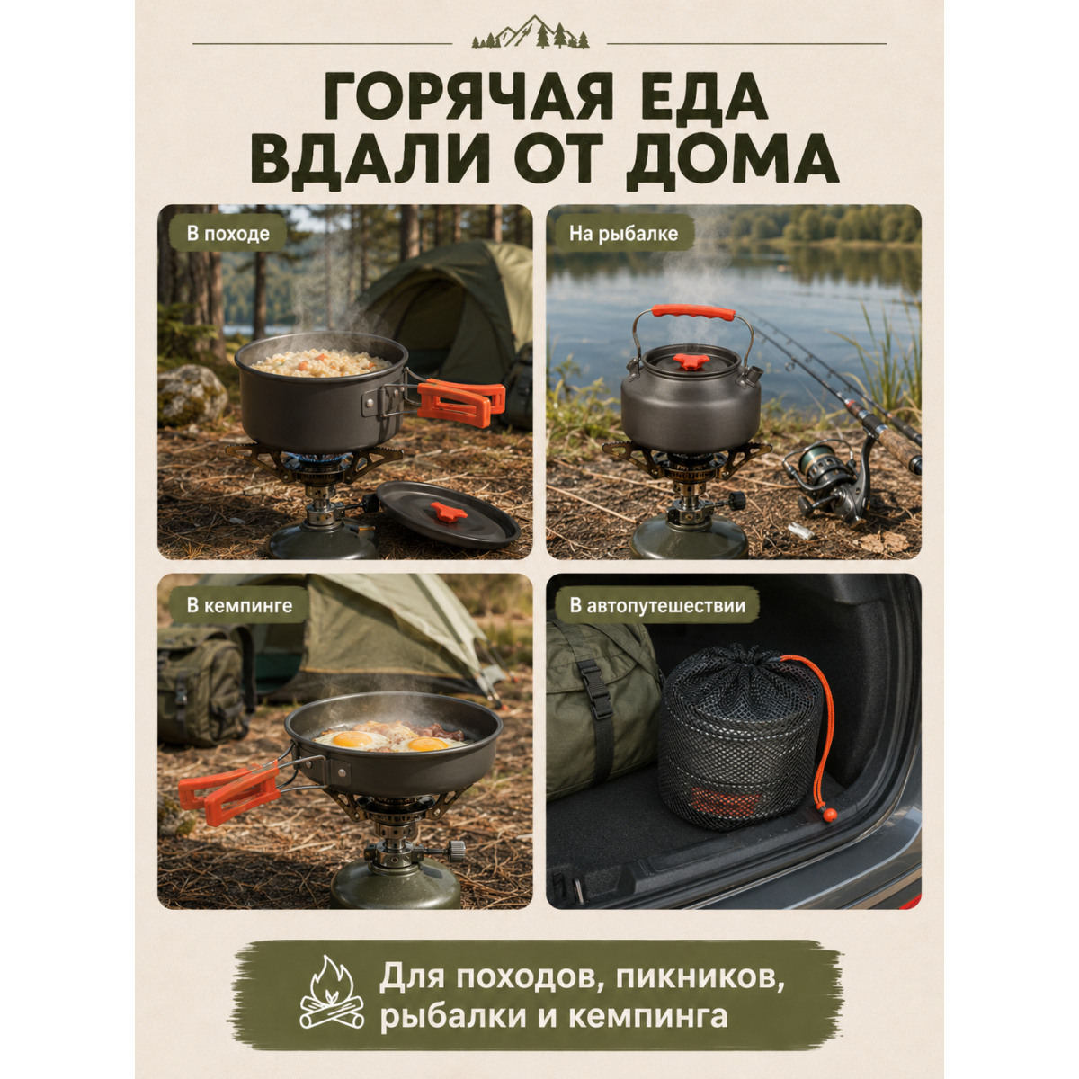 Набор походной алюминиевой посуды 4 предмета