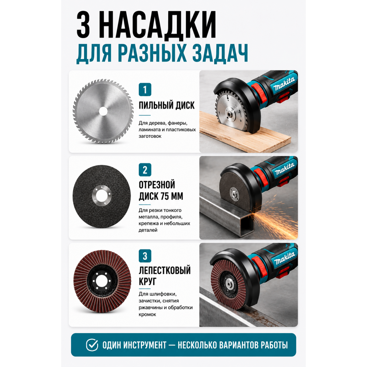Аккумуляторная мини УШМ Makita 18V