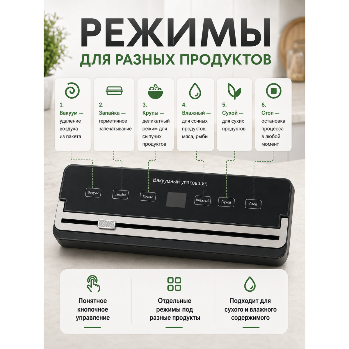 Вакууматор для продуктов домашний 120 Вт