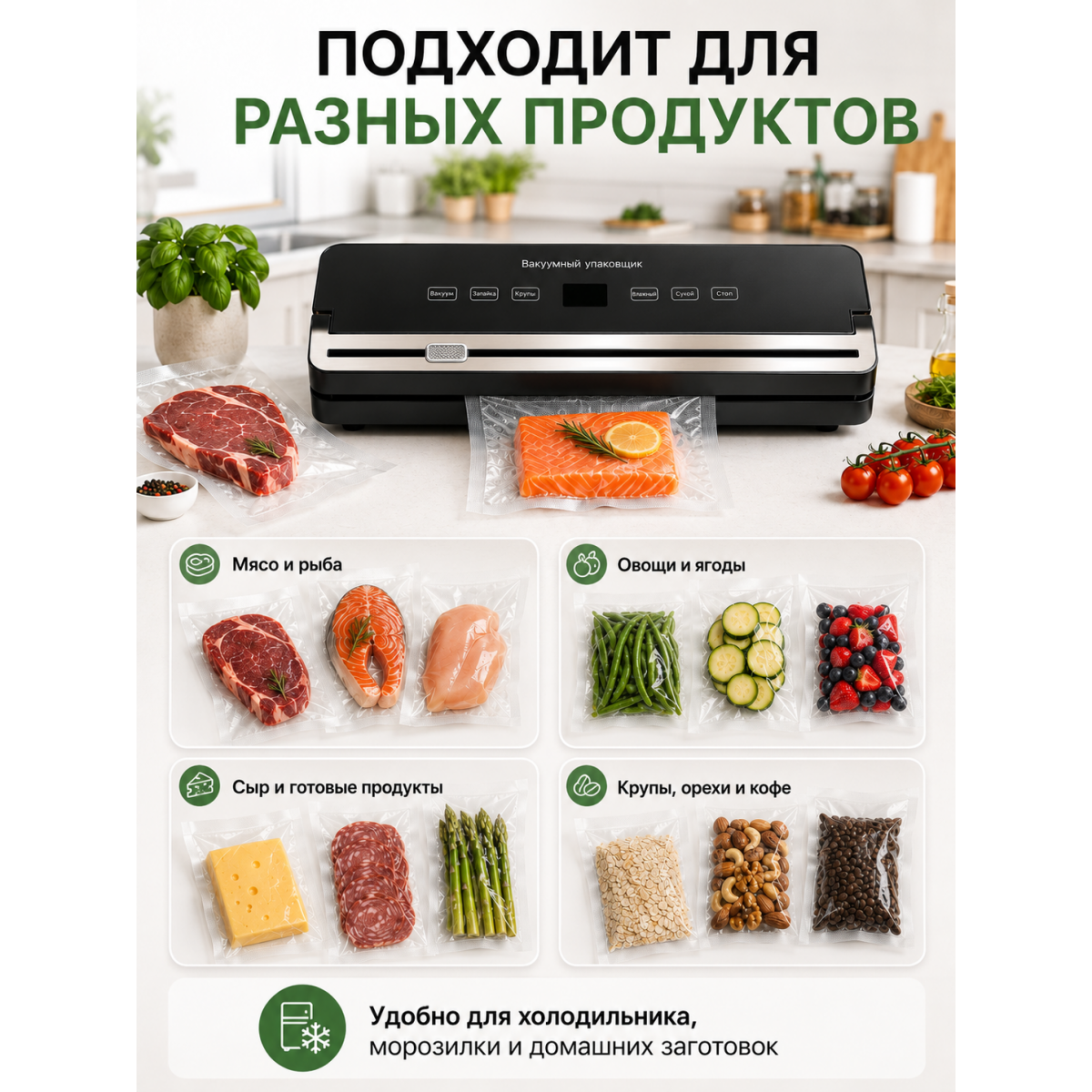 Вакууматор для продуктов домашний 120 Вт