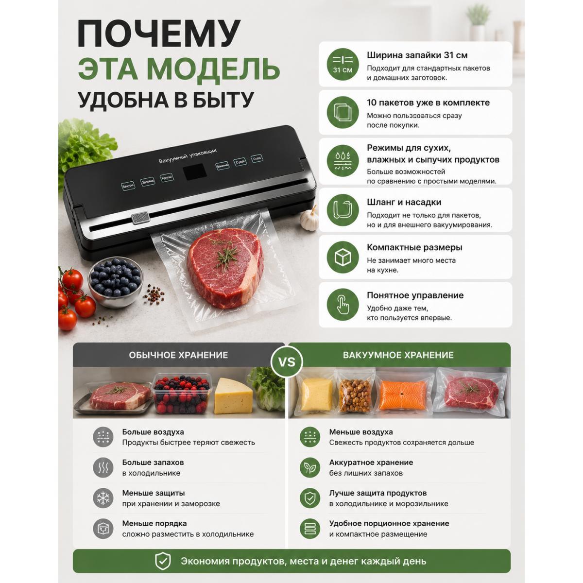 Вакууматор для продуктов домашний 120 Вт