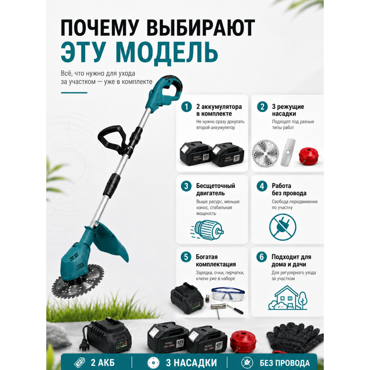 Аккумуляторный бесщеточный триммер Makita 48V