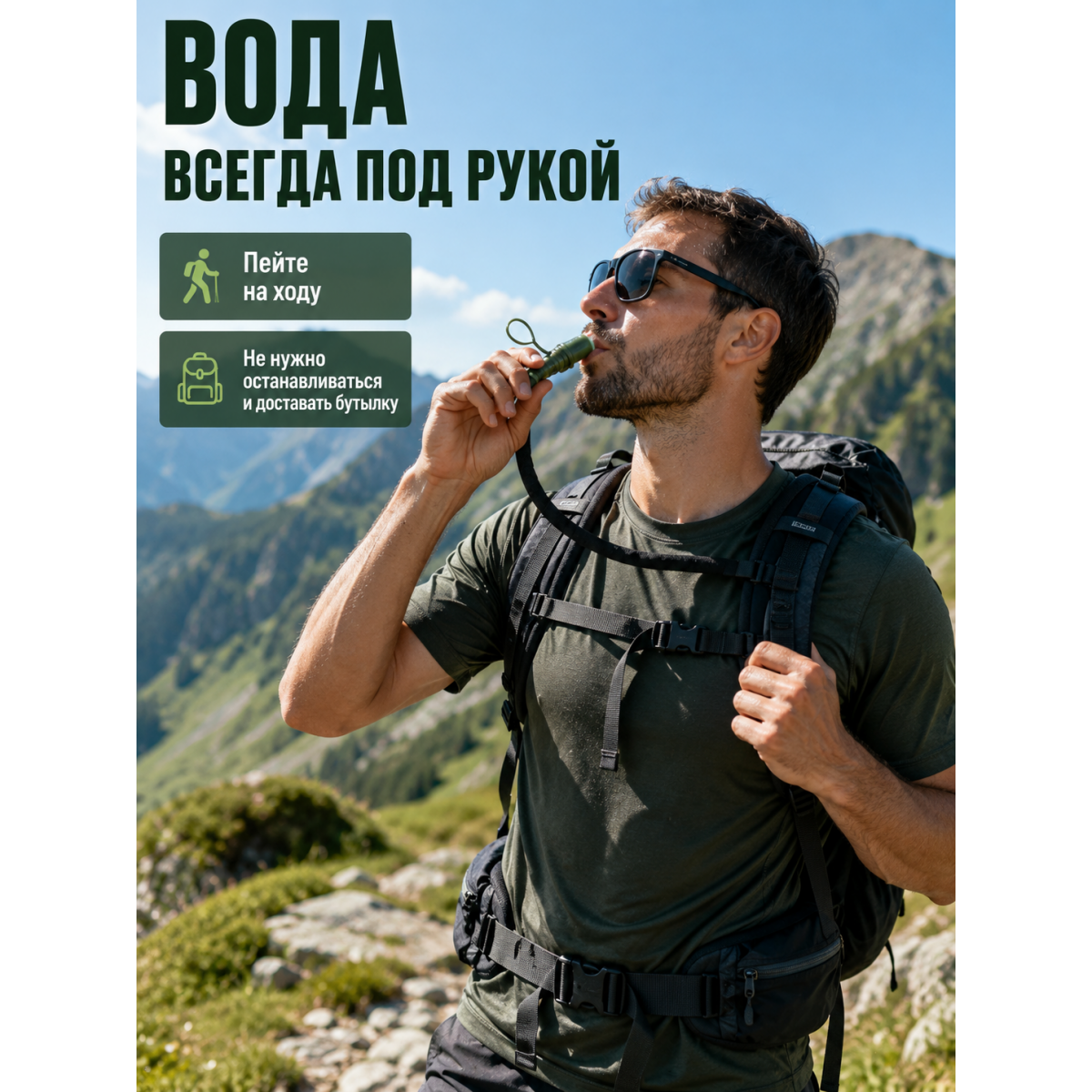 Питьевая система гидратор 3 л для рюкзака с трубкой