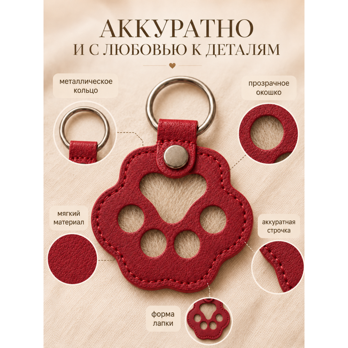 Памятный брелок для шерсти питомца Лапка