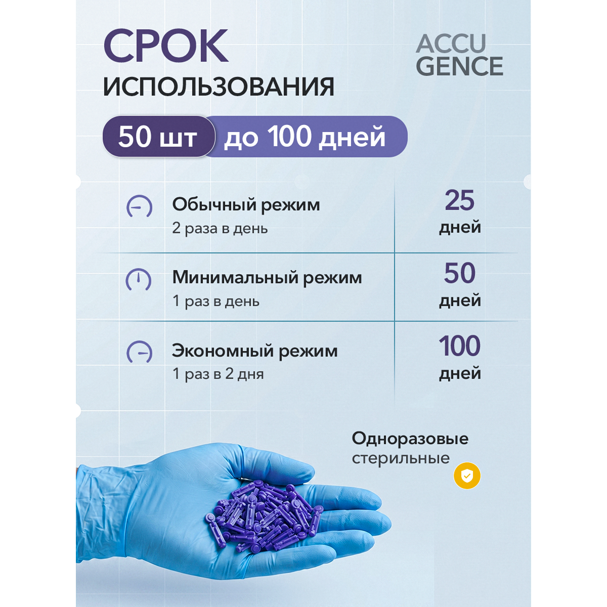 Ланцеты для глюкометра универсальные 30G (0.30 мм), 50 шт
