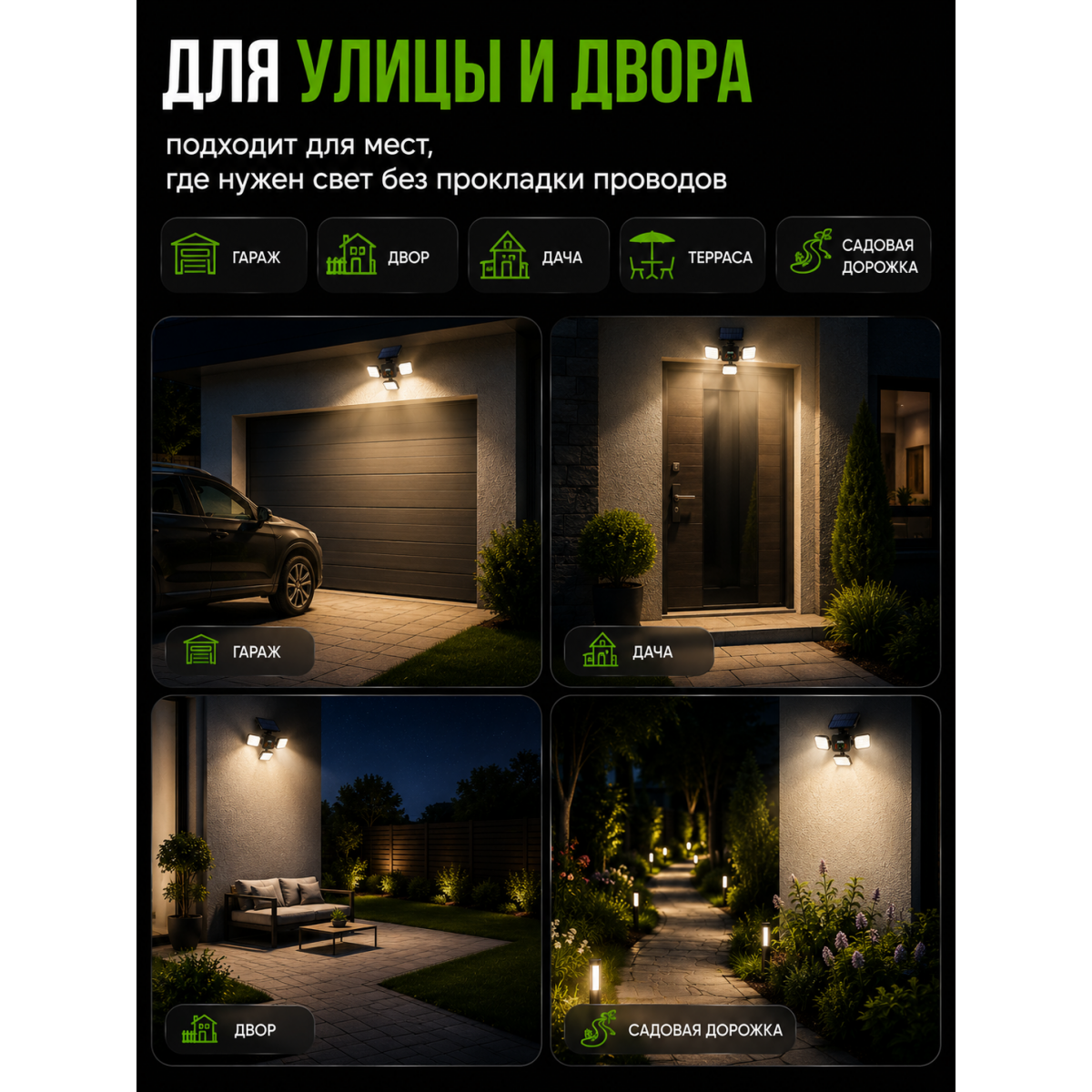 Уличный солнечный LED прожектор с датчиком движения Hop-8801