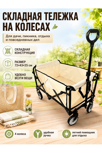 Тележка складная садовая на колесах 72×43×25 см