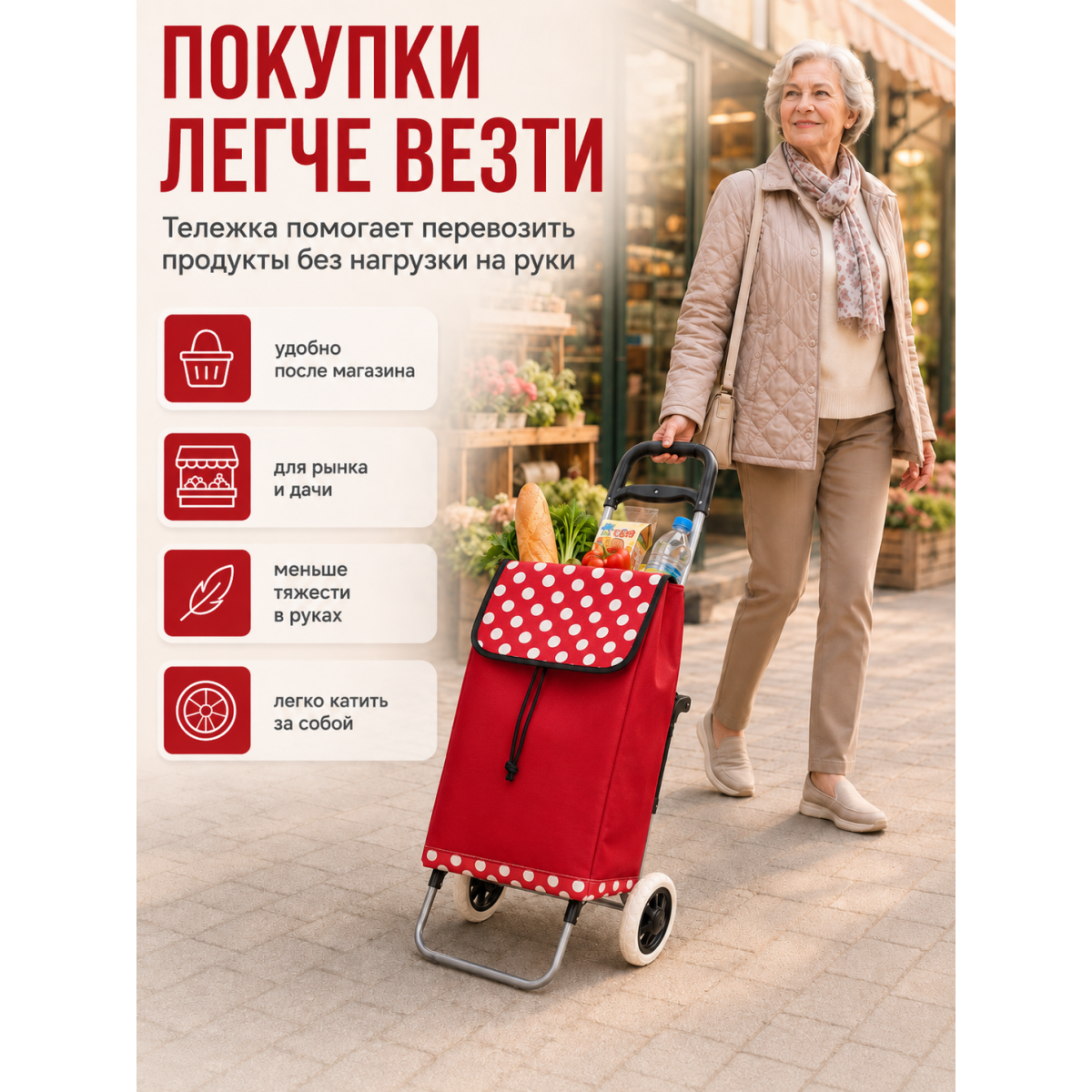 Сумка-тележка хозяйственная с сиденьем