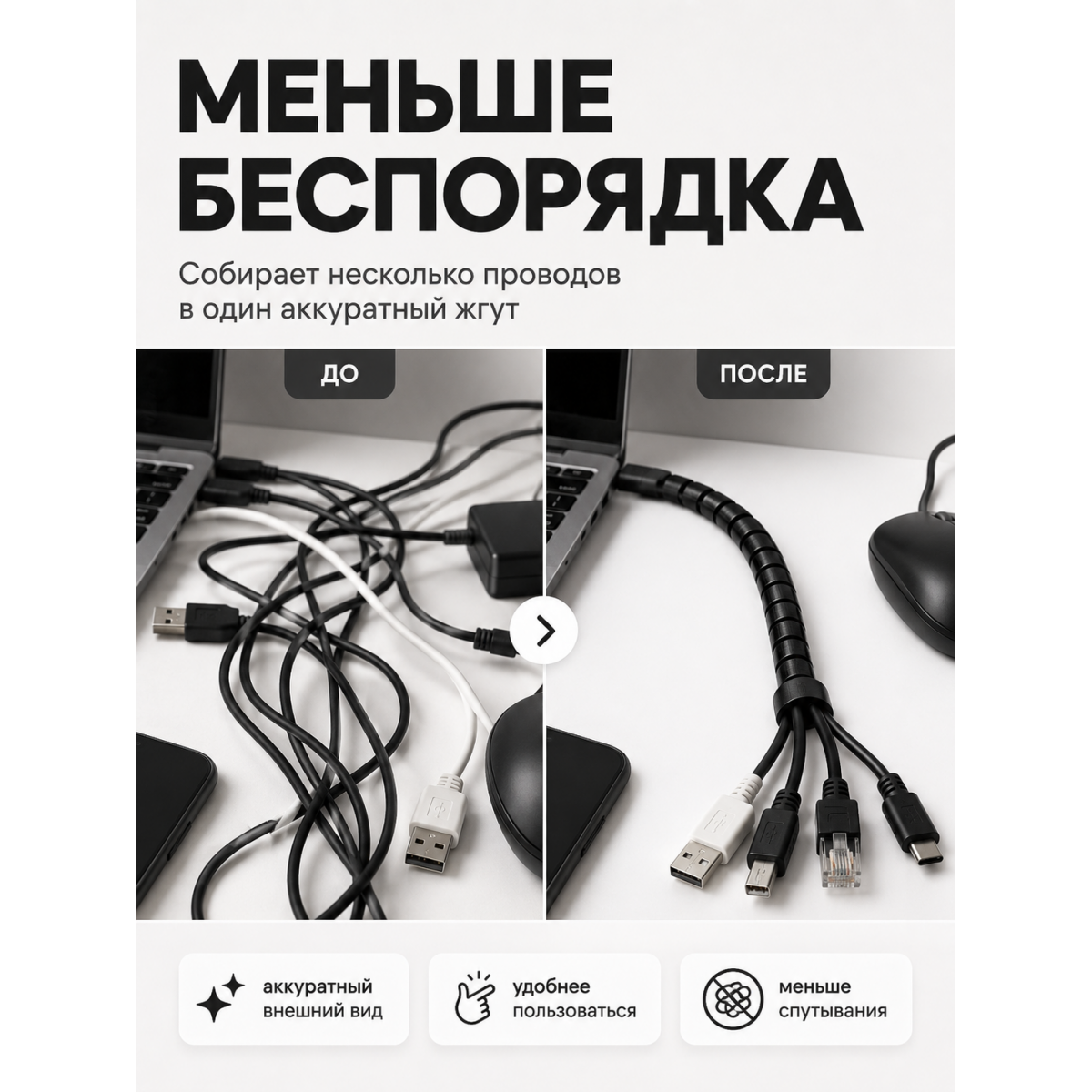 Органайзер для проводов 2 м спиральный
