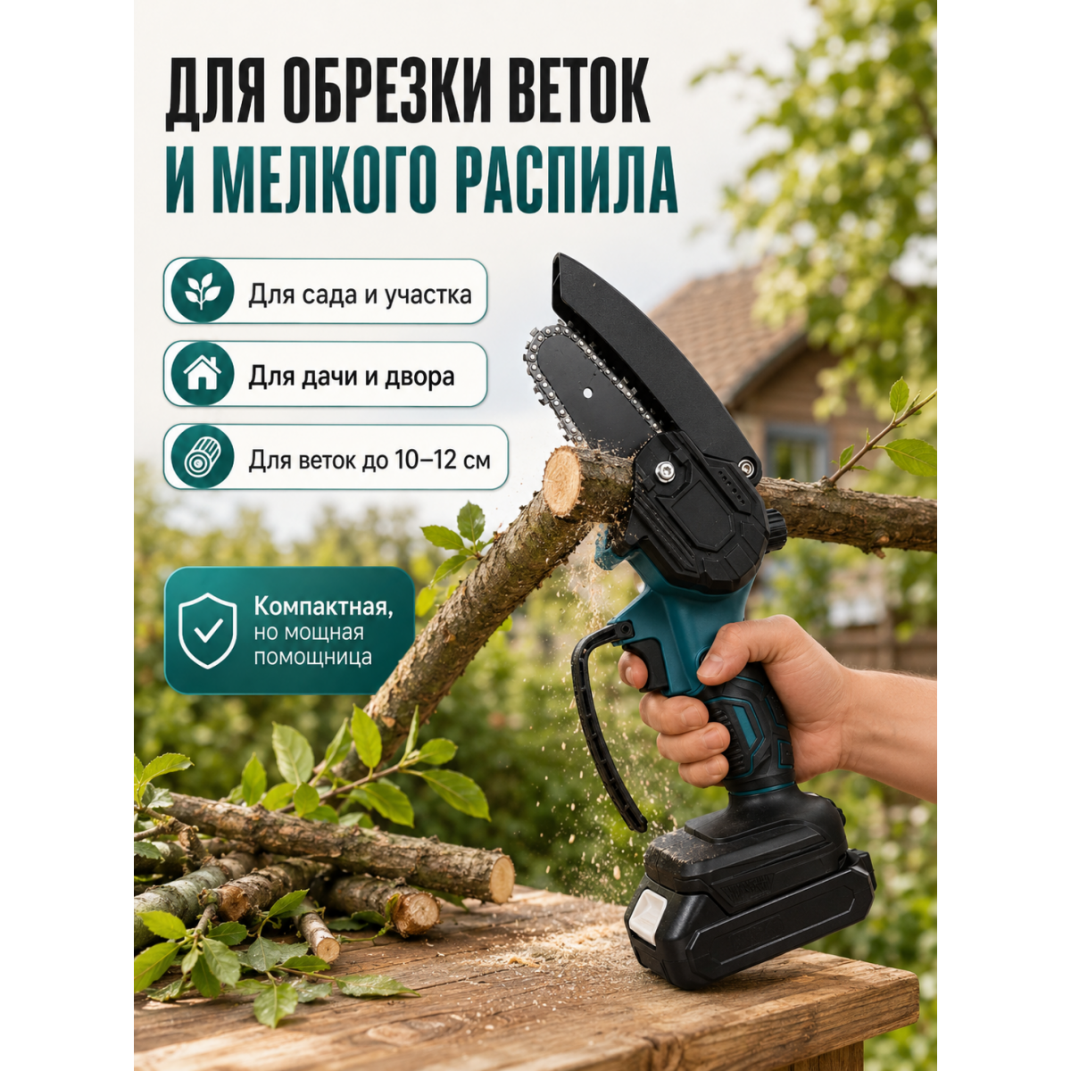 Аккумуляторная мини-пила 6 дюймов с 2 аккумуляторами