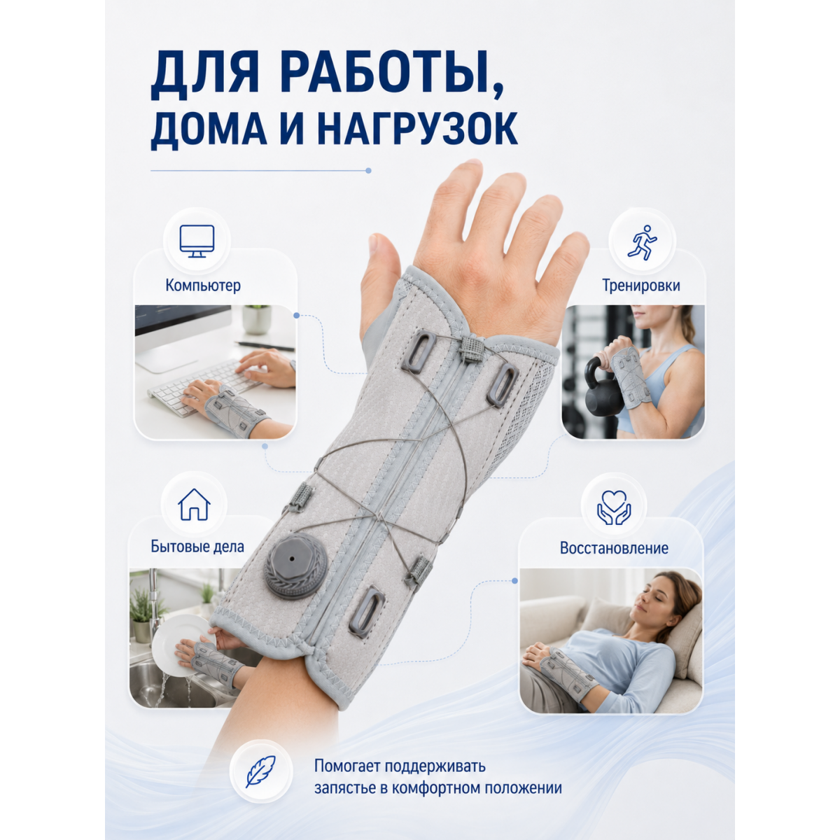 Бандаж-ортез на запястье и кисть для левой руки