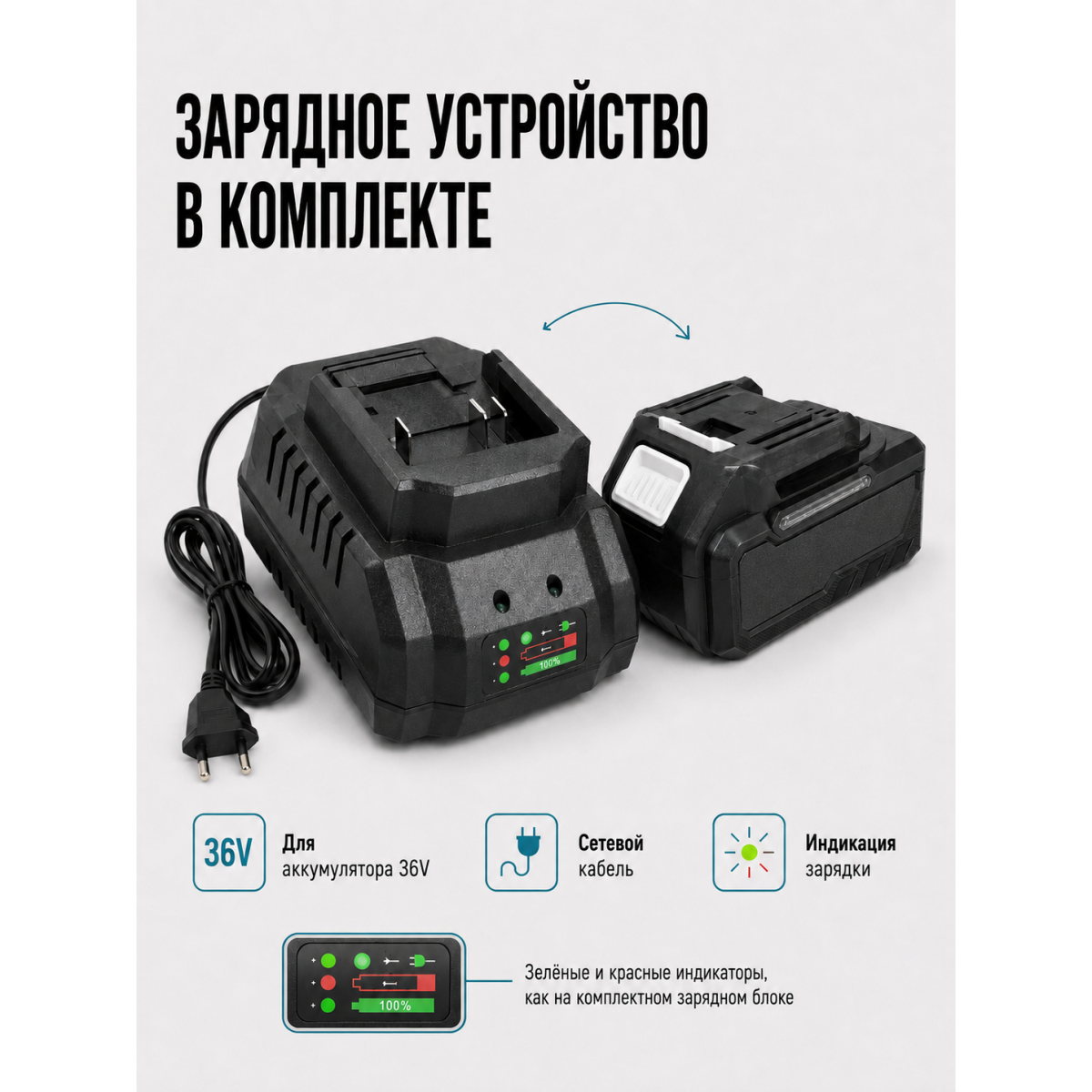 Аккумуляторная болгарка 36V 125 мм с аккумулятором 6.0Ah