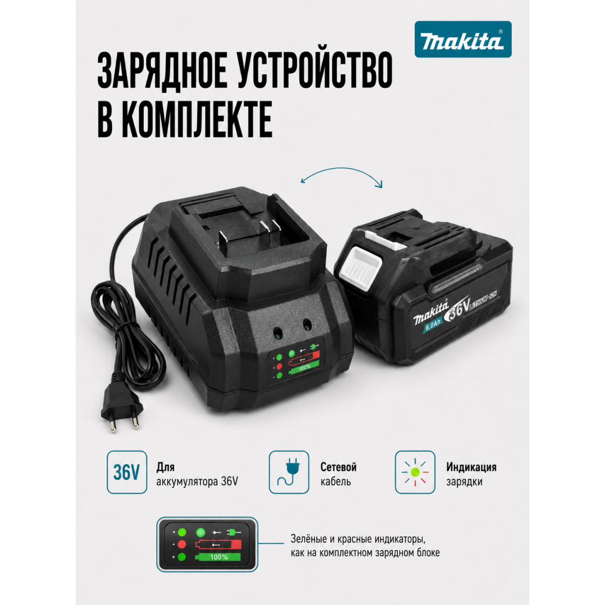 Аккумуляторная болгарка Makita 36V 125 мм с аккумулятором 6.0Ah