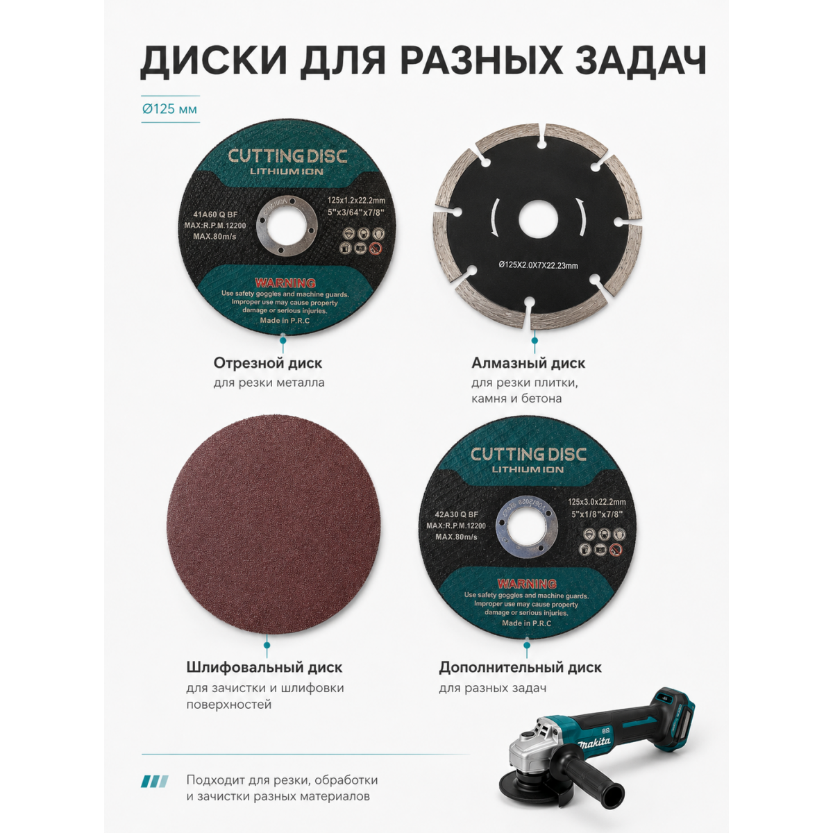 Набор инструментов 2 в 1 Makita (Макита): болгарка + шуруповёрт аккумуляторный