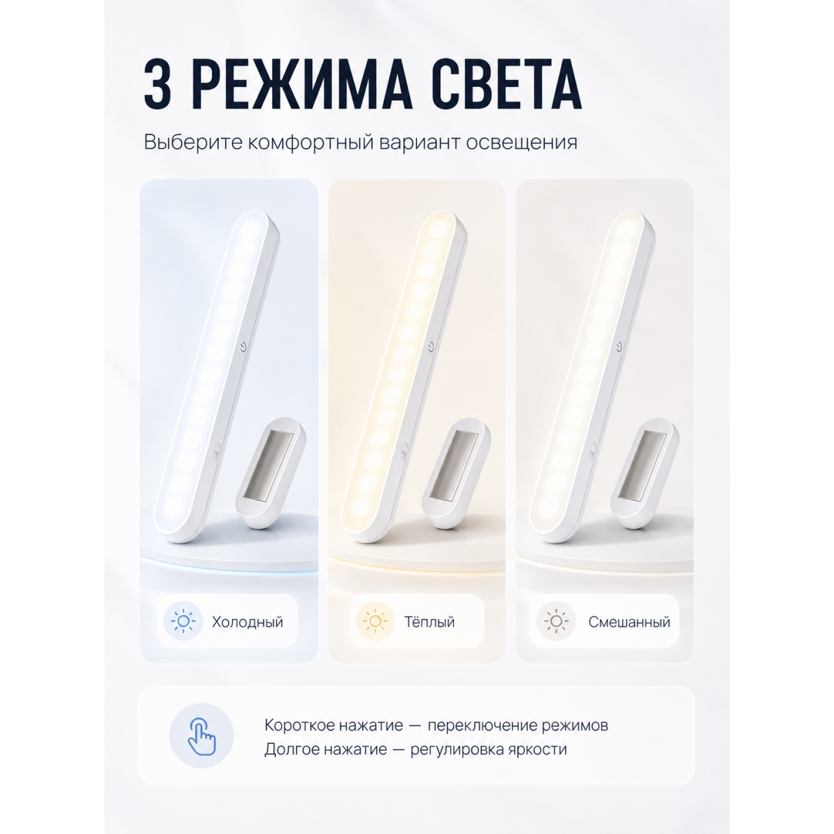 Аккумуляторная светодиодная LED-лампа 30 см с магнитным креплением