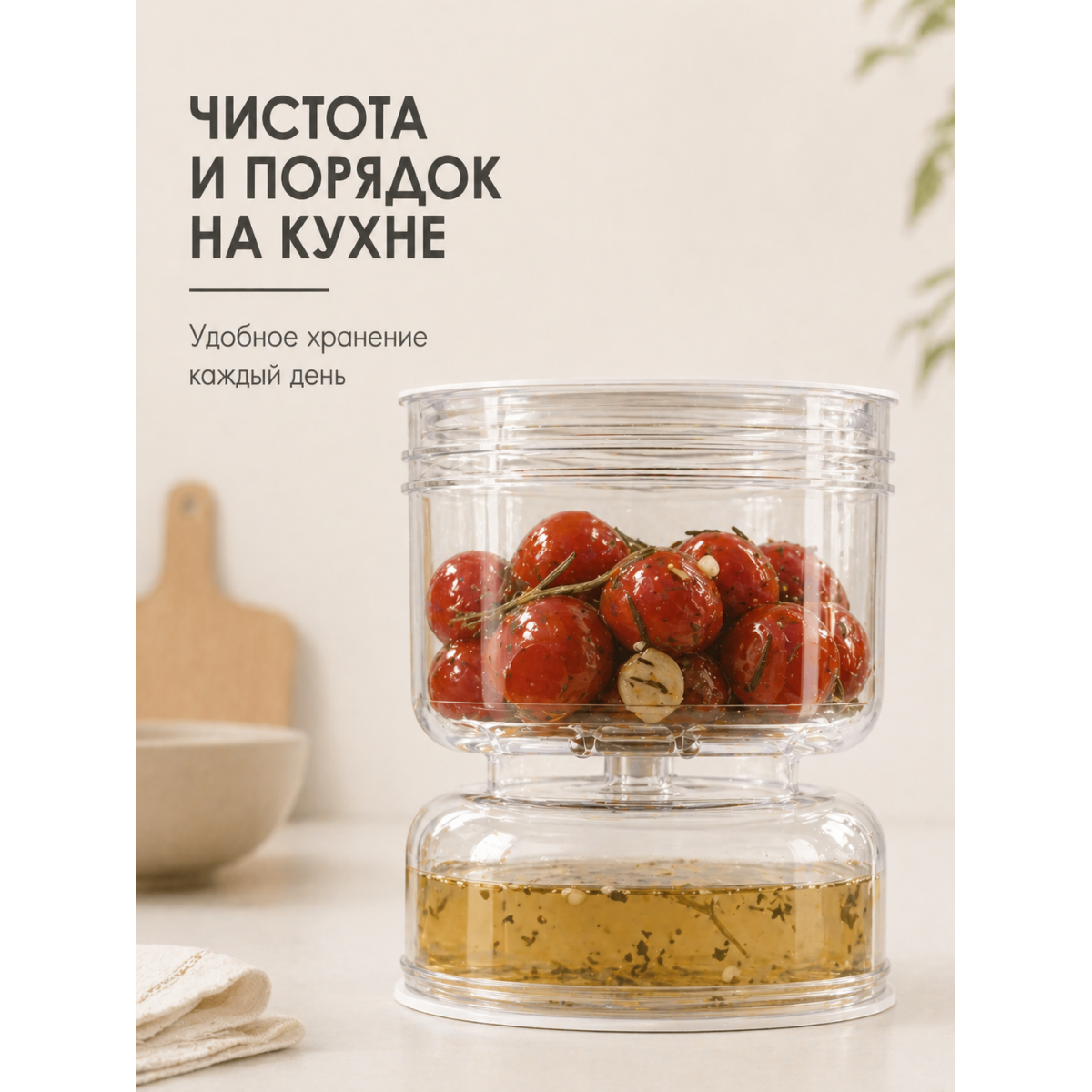Контейнер для продуктов с отделением жидкости и дренажом