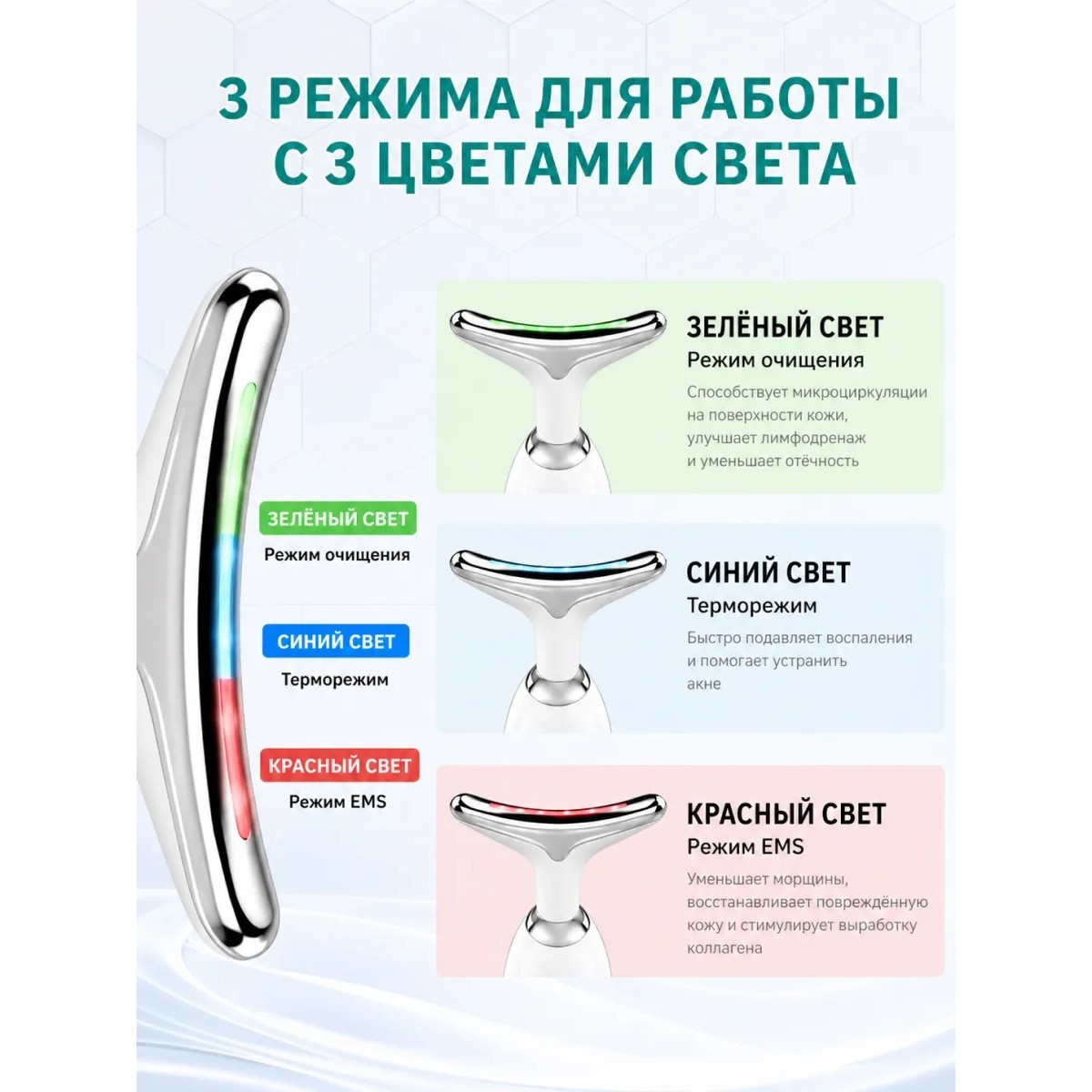 EMS массажер для лица и шеи ANLAN 7в1 с LED терапией