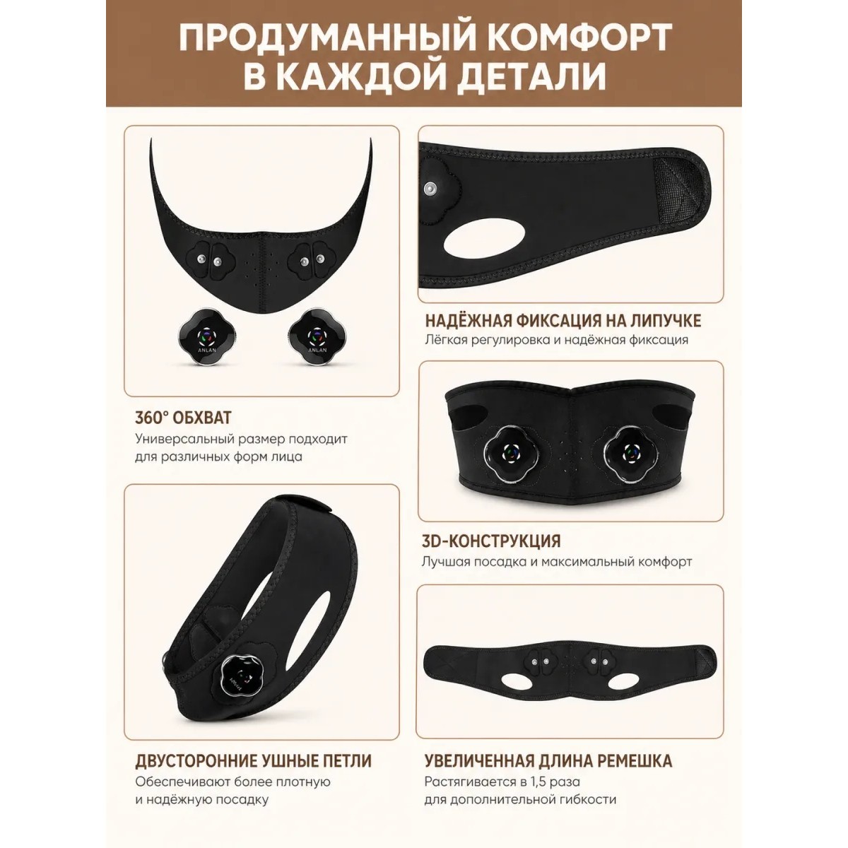 Микротоковая лифтинг-маска ANLAN для лица