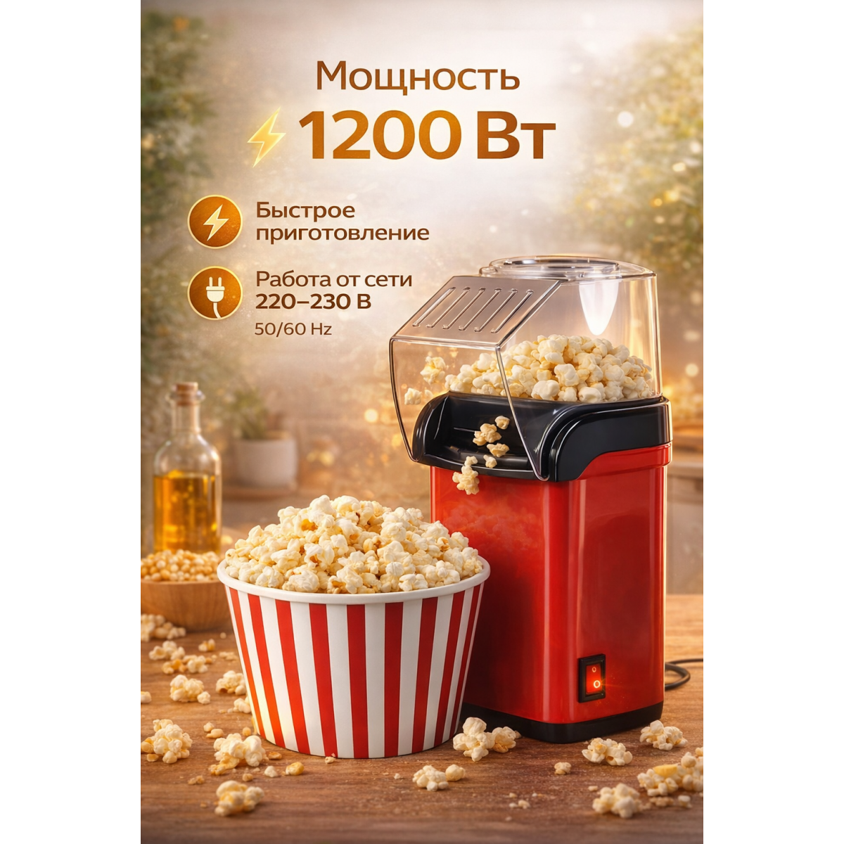 Попкорница MINIJOY электрическая 1200W для дома