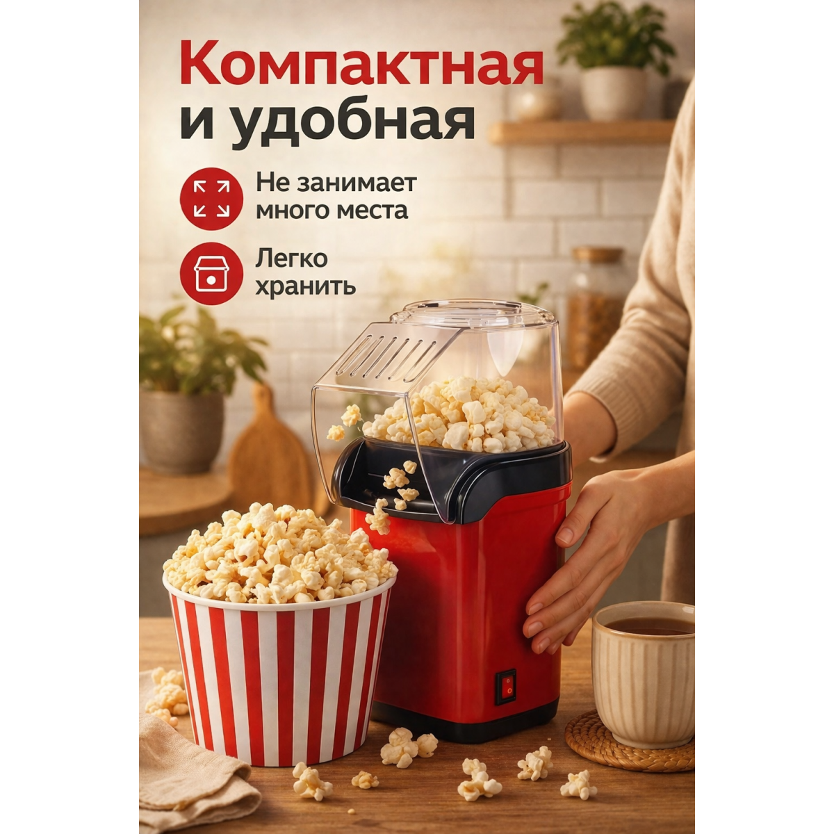 Попкорница MINIJOY электрическая 1200W для дома