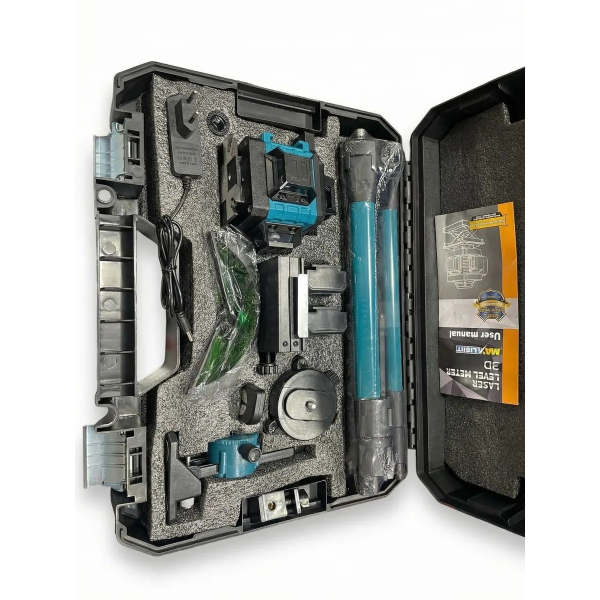 Лазерный уровень 4D 360° 12/16 линий, зелёный / красный / синий луч