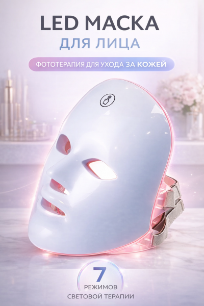 LED маска для лица 7 цветов – светодиодная маска фототерапии