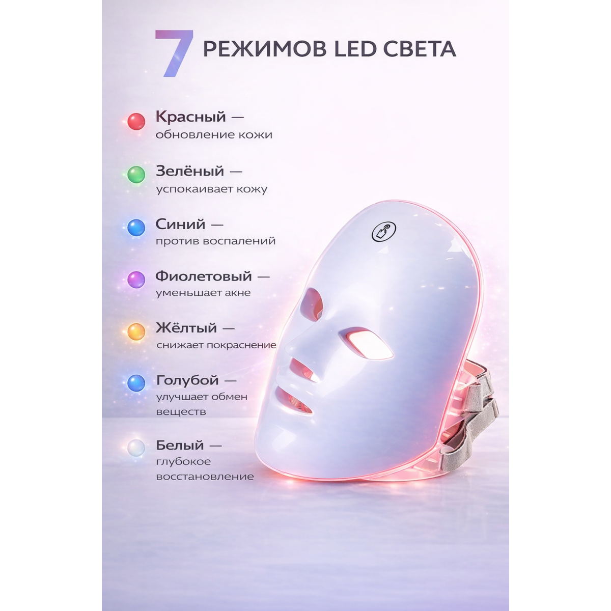 LED маска для лица 7 цветов – светодиодная маска фототерапии