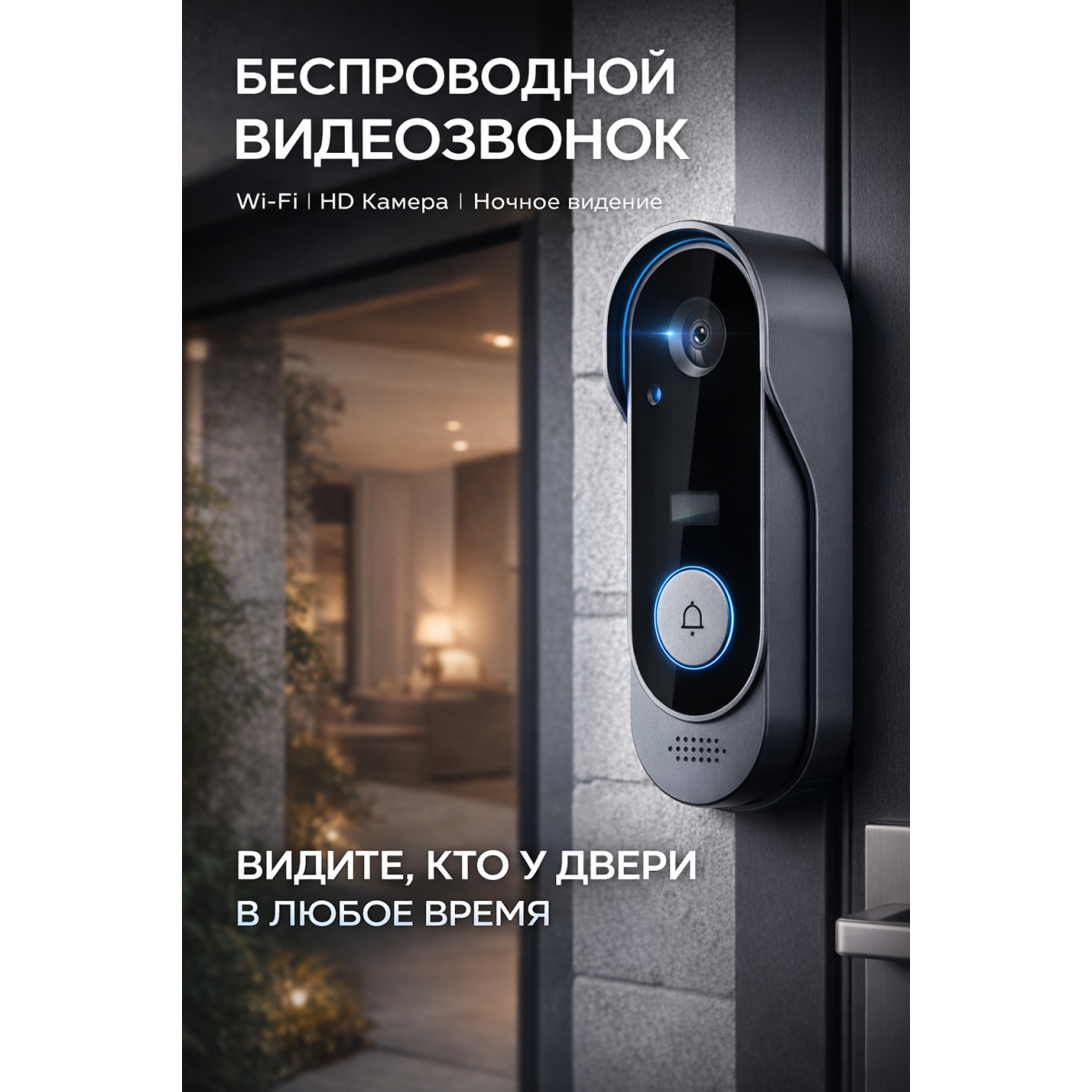 Видеозвонок дверной беспроводной с камерой