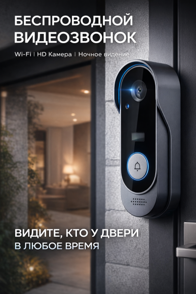 Видеозвонок дверной беспроводной с камерой
