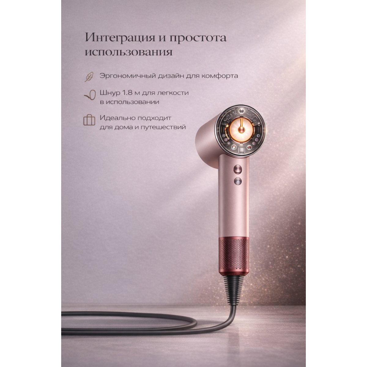 Dyson High Speed Hair Dryer с 5 насадками, розовый