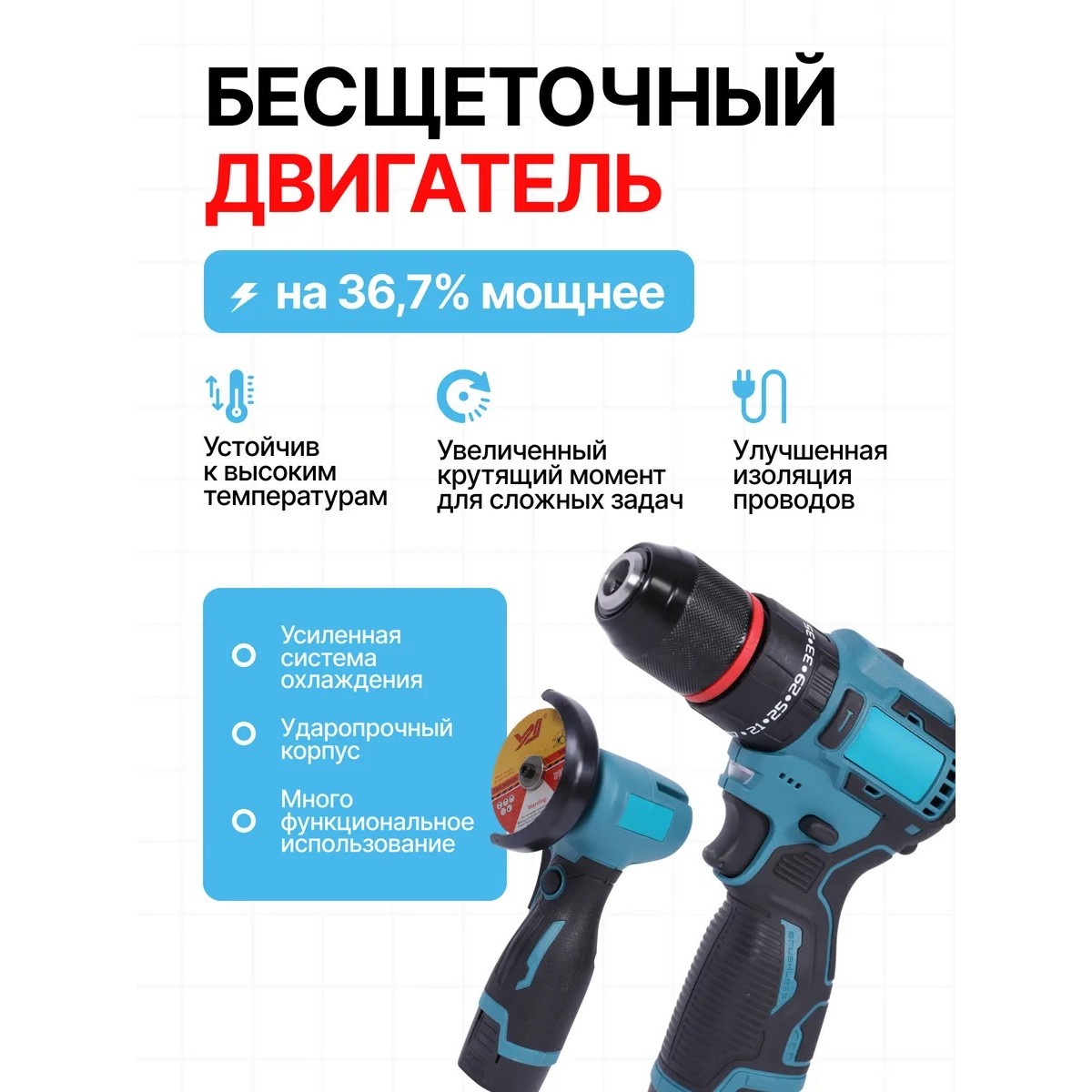 Набор инструментов 2 в 1 болгарка, шуруповёрт