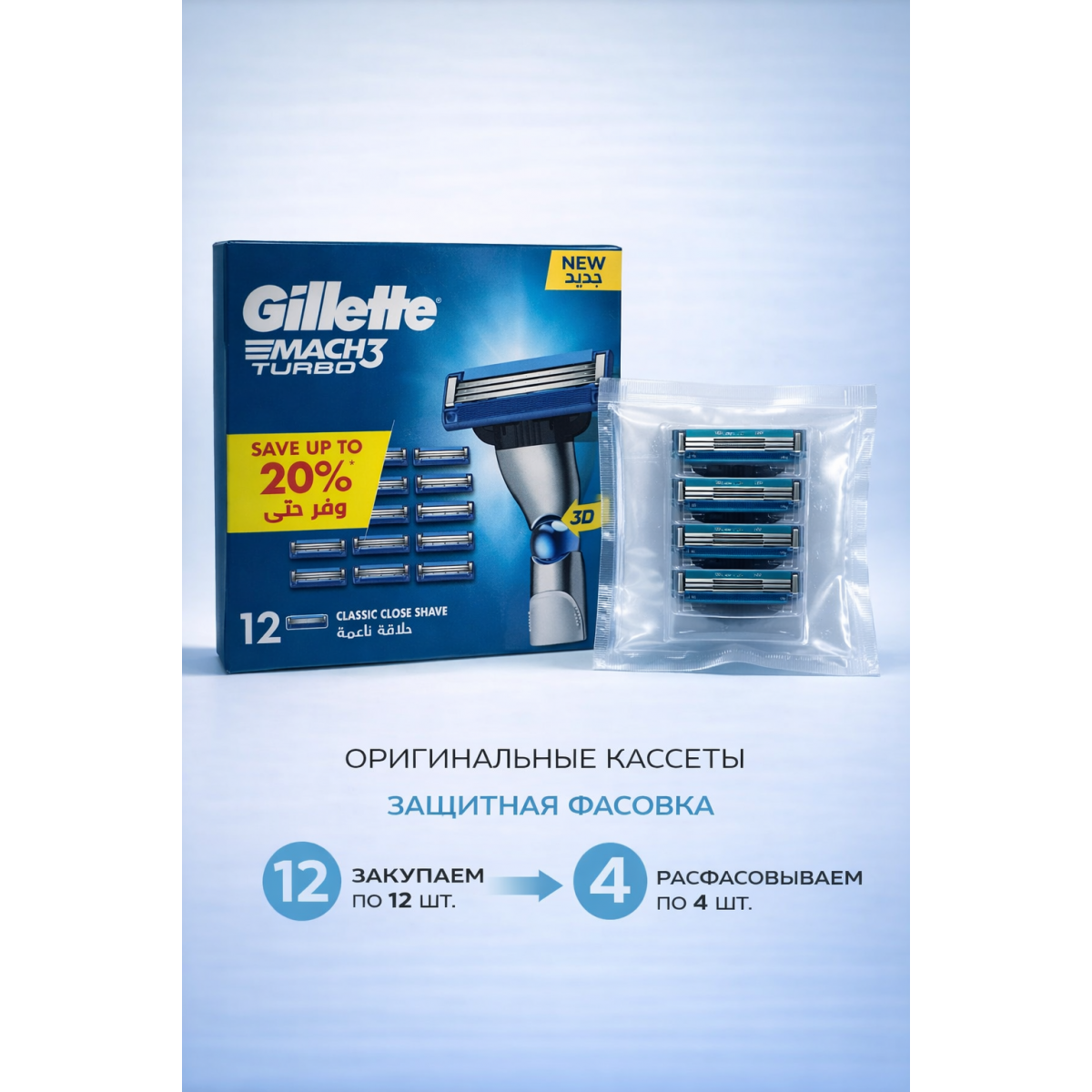 Сменные кассеты Gillette Mach3 Turbo, 8 шт.