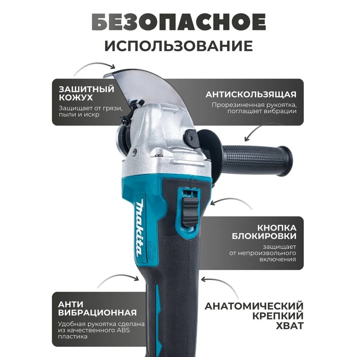 Болгарка аккумуляторная Макита 36V 6.0Ah, бесщеточная