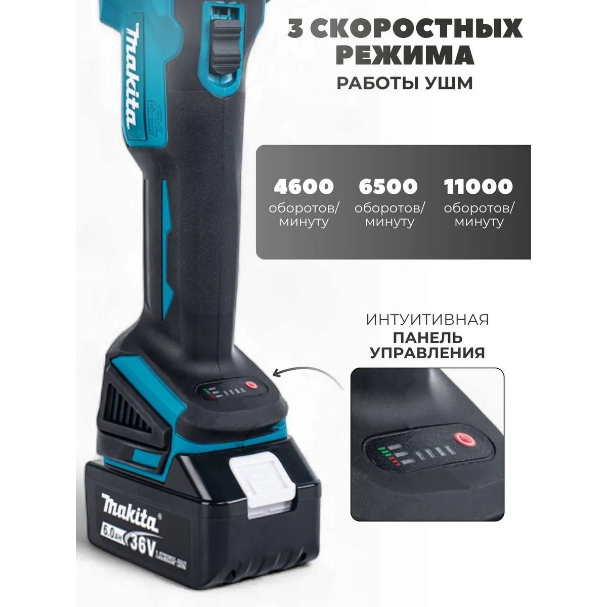 Болгарка аккумуляторная Макита 36V 6.0Ah, бесщеточная