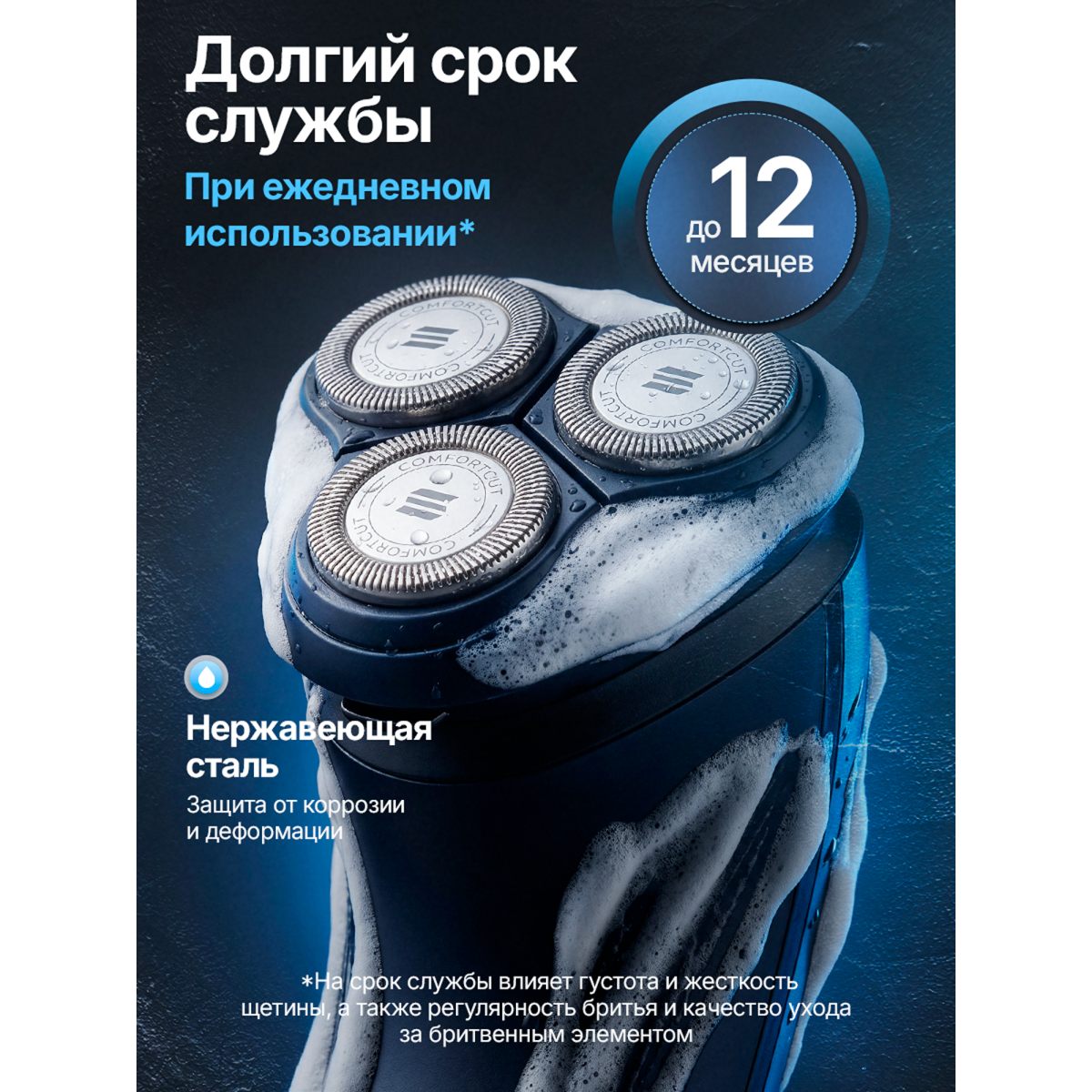 Сменные лезвия для роторной бритвы Philips (Филипс) с щёткой, Ø20 мм, 3 шт
