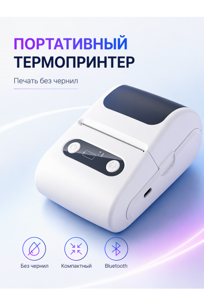 Портативный термопринтер этикеток Bluetooth, без чернил, для Android и iOS, 203 DPI Портативный термопринтер этикеток Bluetooth, без чернил, для Android и iOS, 203 DPI