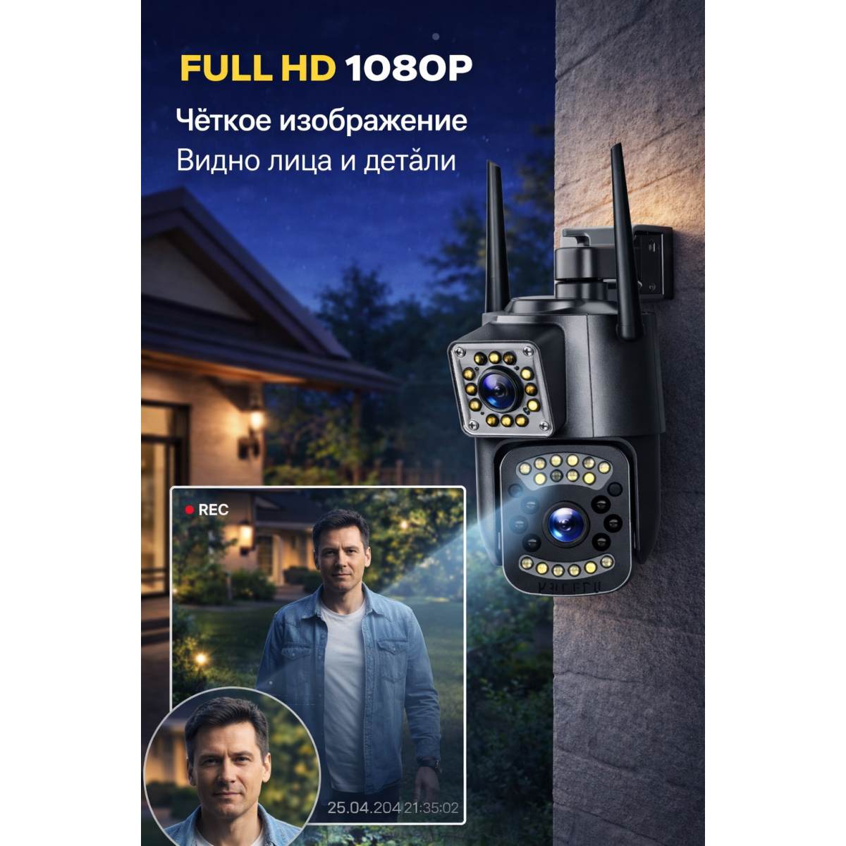 Камера видеонаблюдения уличная WiFi 1080P Full HD