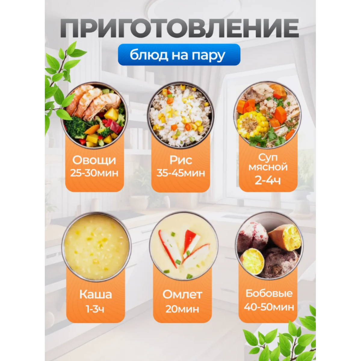 Ланч бокс паровой с подогревом двухуровневый