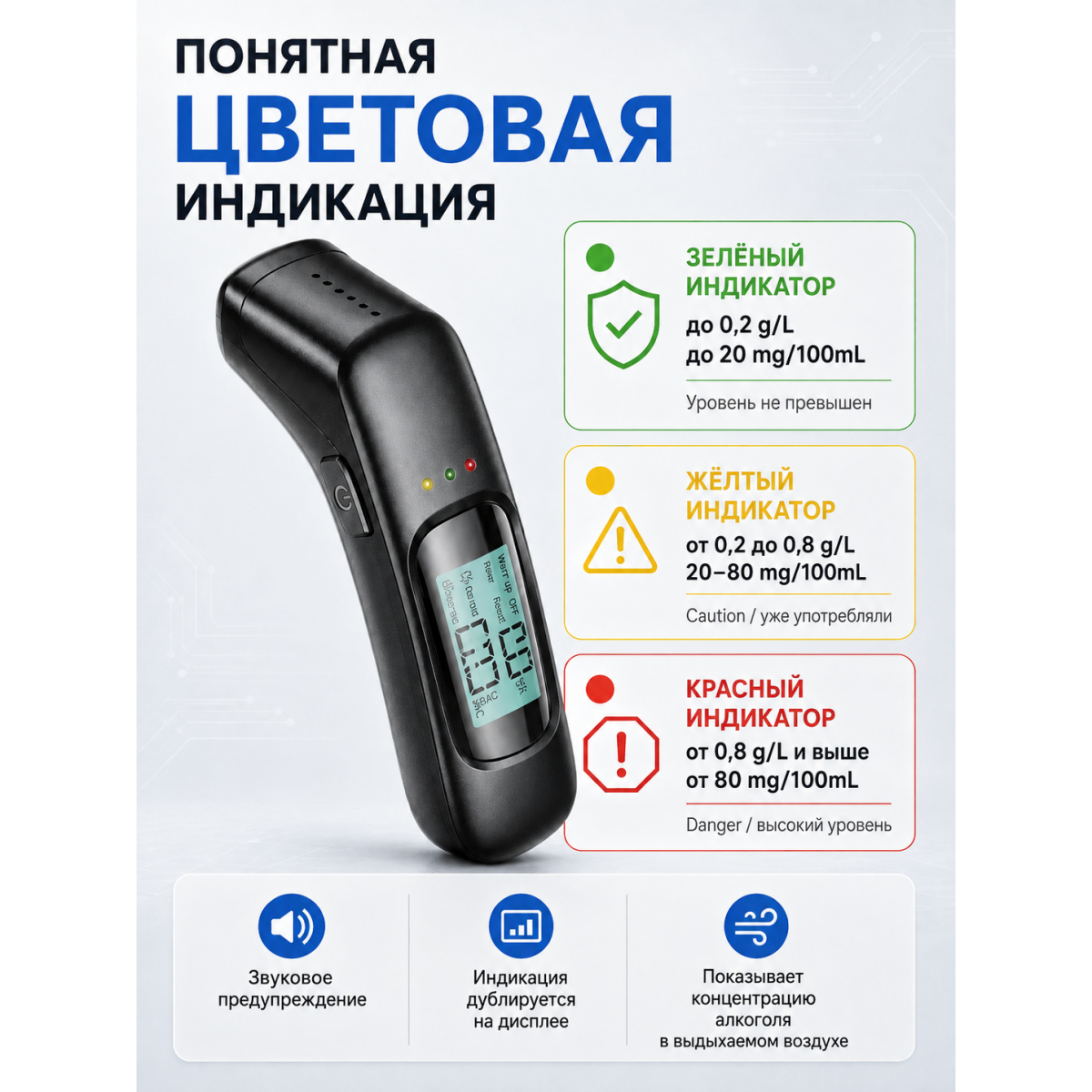 Персональный алкотестер электронный USB с электрохимическим датчиком