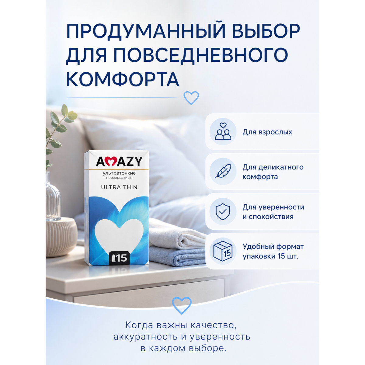 Презервативы ультратонкие AMAZY Ultra Thin 15 шт.